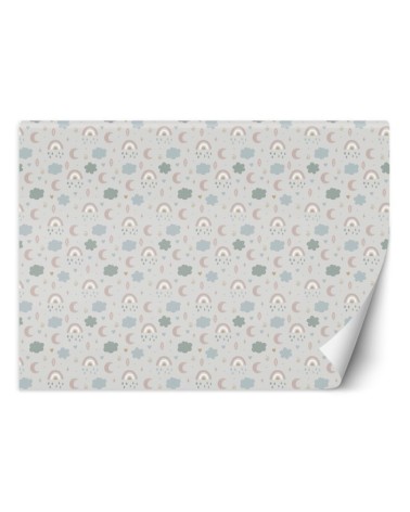 Children's room wall mural - Boho clouds and moons | FEEBY