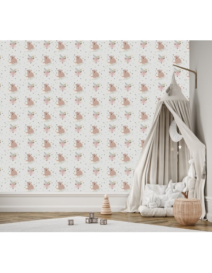Fototapeta do pokoju dziecięcego - Boho misie i liski | FEEBY