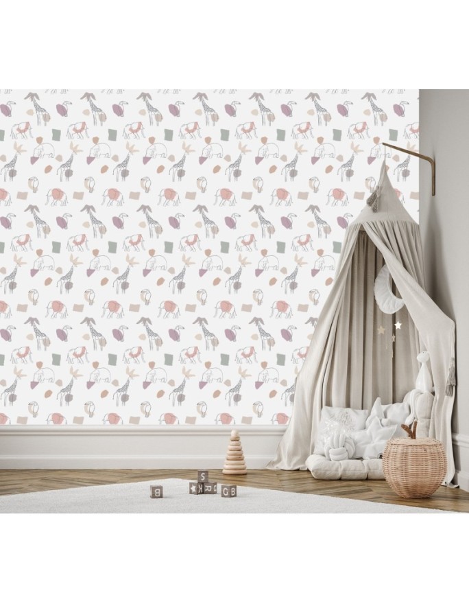 Fototapeta dziecięca - Pastel geometryczne zoo | FEEBY