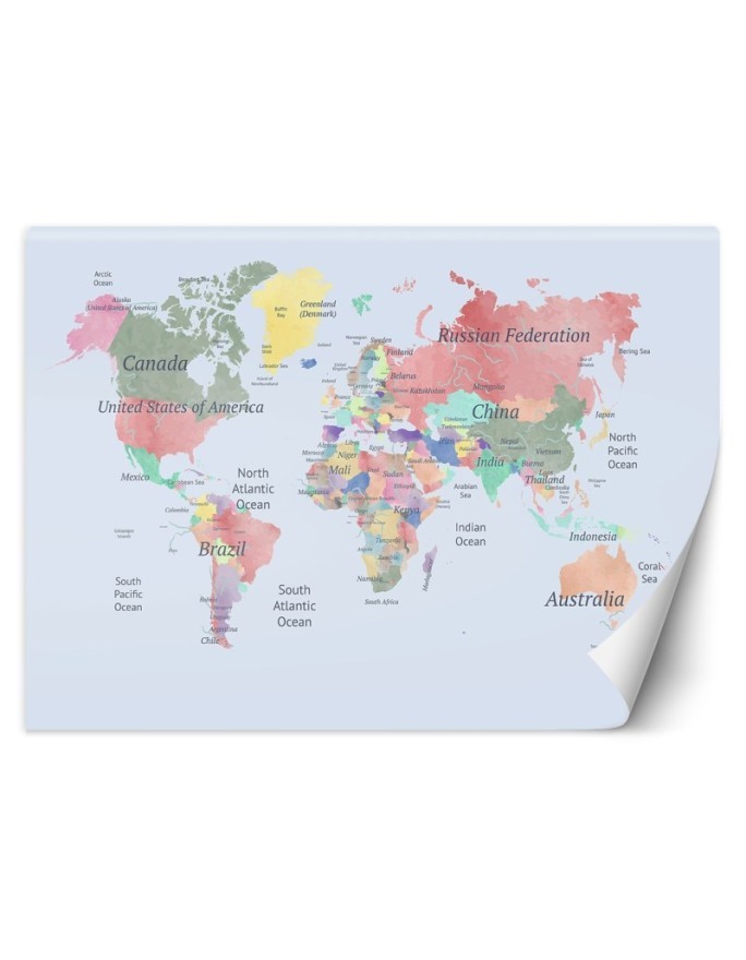 Fototapeta dla dzieci - Pastelowa kolorowa mapa | FEEBY
