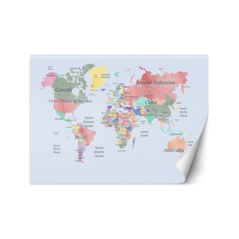 Fototapeta dla dzieci - Pastelowa kolorowa mapa | FEEBY