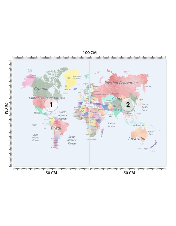 Fototapeta dla dzieci - Pastelowa kolorowa mapa | FEEBY