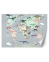 Fototapeta dla chłopca i dziewczynki - Pastelowa mapa dinozaurów | FEEBY