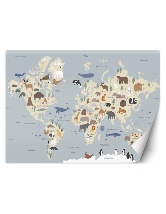 Fototapeta do pokoju dziecka - Pastelowa mapa kontynentów | FEEBY