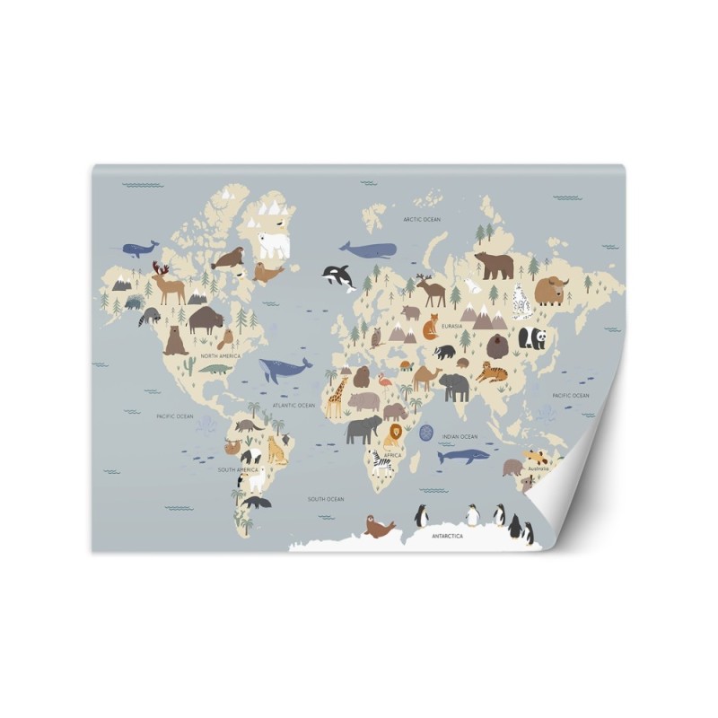 Fototapeta do pokoju dziecka - Pastelowa mapa kontynentów | FEEBY