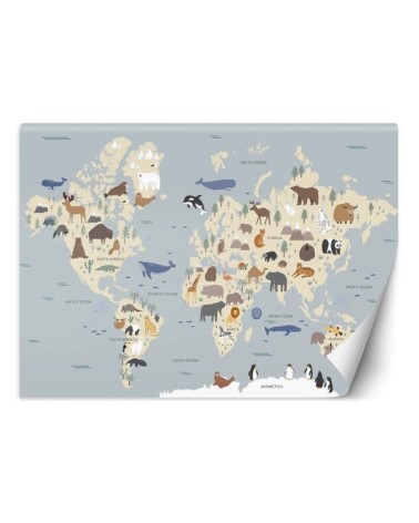 Fototapeta do pokoju dziecka - Pastelowa mapa kontynentów | FEEBY