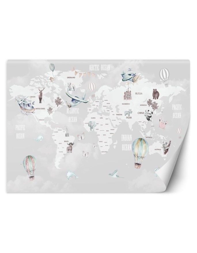 Fototapeta dla dzieci - Pastelowa mapa balony | FEEBY
