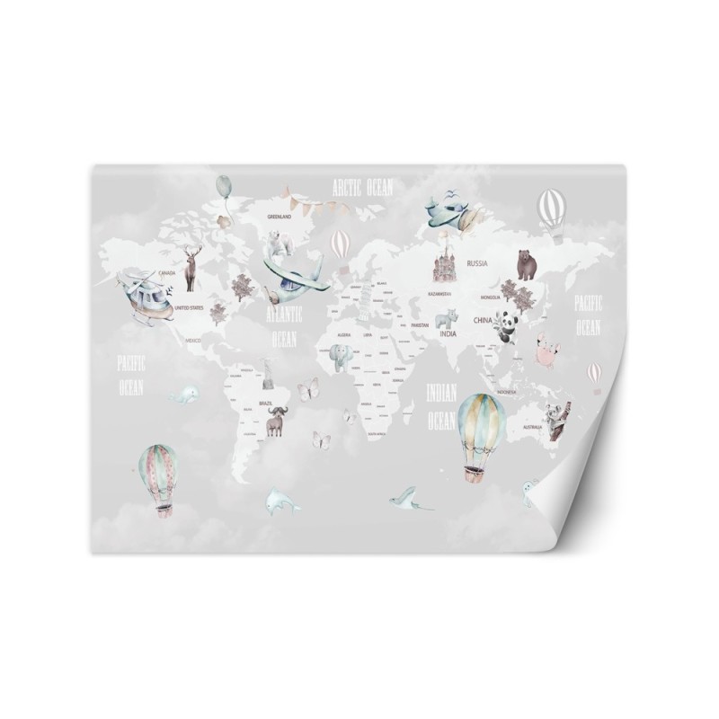 Fototapeta dla dzieci - Pastelowa mapa balony | FEEBY