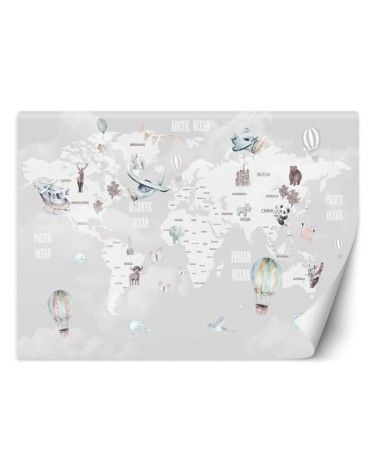 Fototapeta dla dzieci - Pastelowa mapa balony | FEEBY