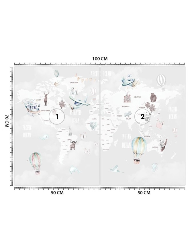 Fototapeta dla dzieci - Pastelowa mapa balony | FEEBY