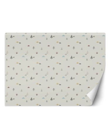 Children's wall mural - Scandi trees and moose | FEEBY