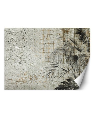 Exclusive wall murals - Monstera Leaves concrete wall | FEEBY