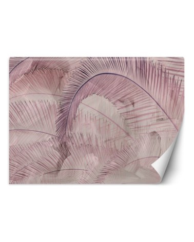 Exclusive wall mural - Palm leaves pink | FEEBY