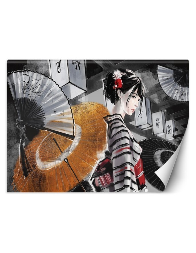 Nowoczesne fototapety - Gejsza z wachlarzem | FEEBY