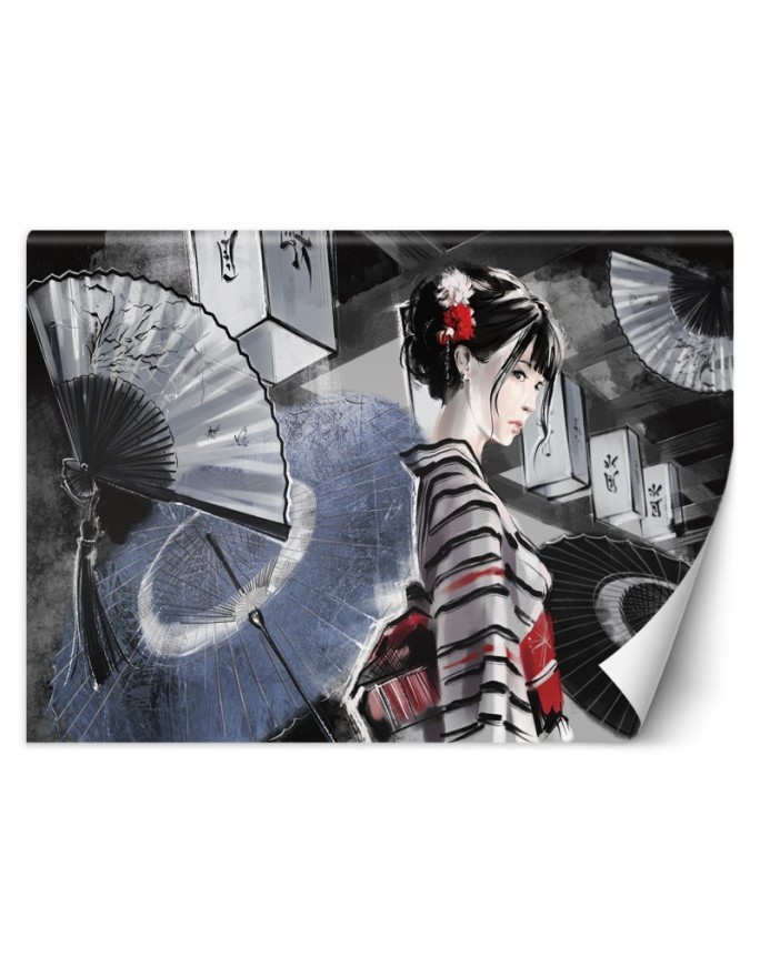 Nowoczesne fototapety - Gejsza z wachlarzem | FEEBY