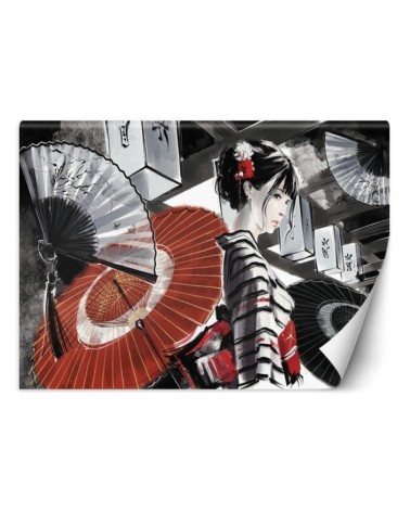 Modern wall mural - Geisha with fan | FEEBY