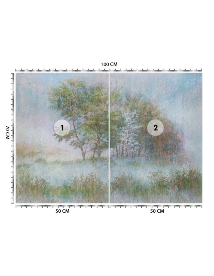 Inspirational wall murals - Trees in mist watercolour | FEEBY