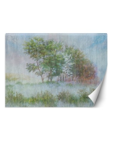 Inspirational wall murals - Trees in the mist watercolour | FEEBY