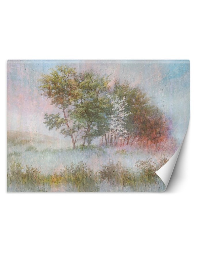 Inspirational wall murals - Trees in the mist watercolour | FEEBY