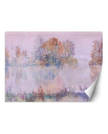 Stylish wall murals - Lake view fog watercolour | FEEBY