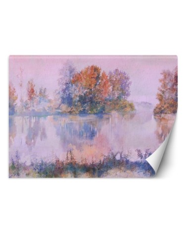 Stylish wall murals - Lake view fog watercolour | FEEBY