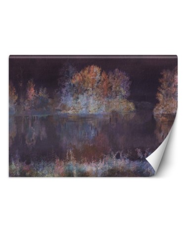Stylowe fototapety - Widok na jezioro mgła akwarela | FEEBY