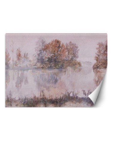 Stylish wall mural - Lake view fog watercolour | FEEBY