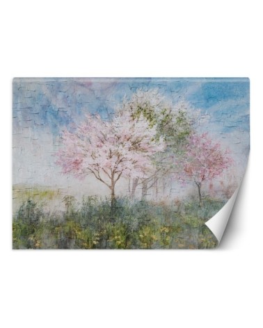 The most fashionable wall murals - Trees in the mist in a meadow watercolour | FEEBY