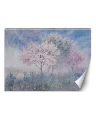 The most fashionable wall murals - Trees in the mist in a meadow watercolour | FEEBY