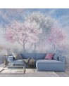 The most fashionable wall murals - Trees in the mist in a meadow watercolour | FEEBY