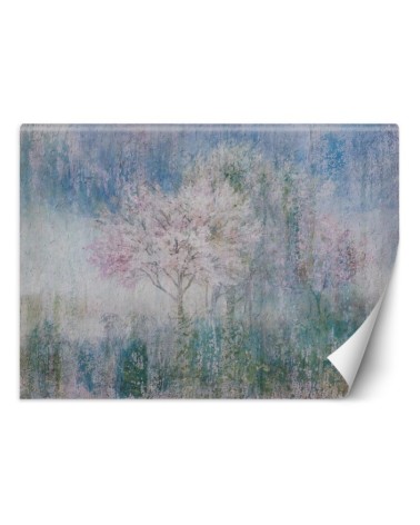 The most fashionable wall murals - Trees in the mist in a meadow watercolour | FEEBY
