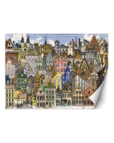 Children's wall mural - Colourful city | FEEBY