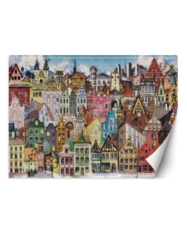 Children's wall mural - Colourful city | FEEBY