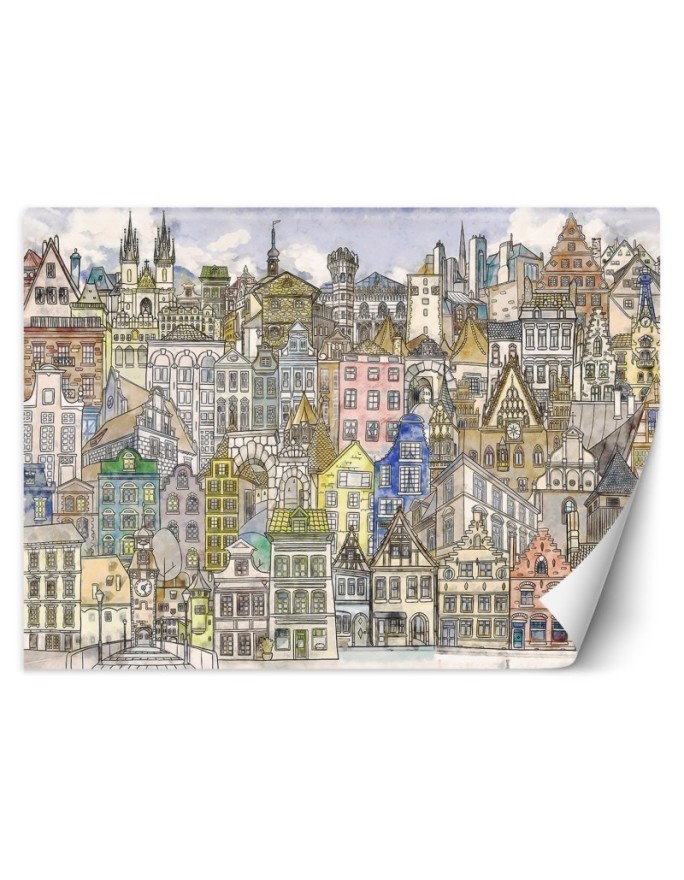 Children's wall mural - Colourful city | FEEBY