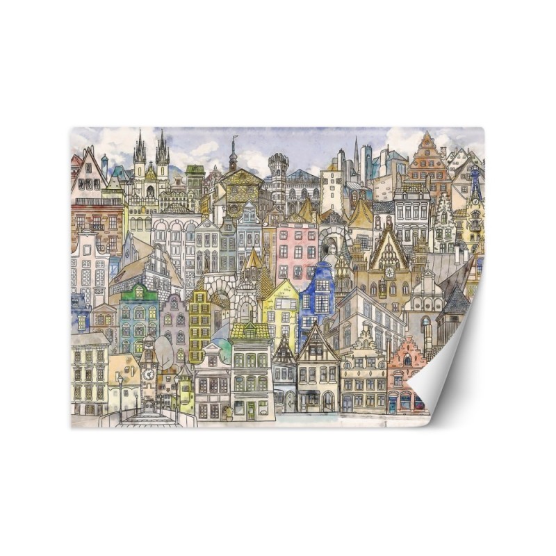 Children's wall mural - Colourful city | FEEBY