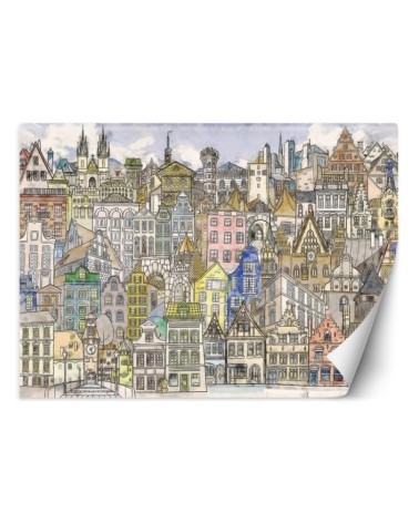 Children's wall mural - Colourful city | FEEBY
