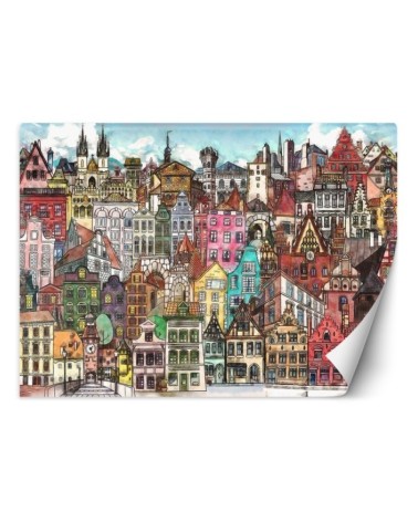 Children's wall mural - Colourful city | FEEBY