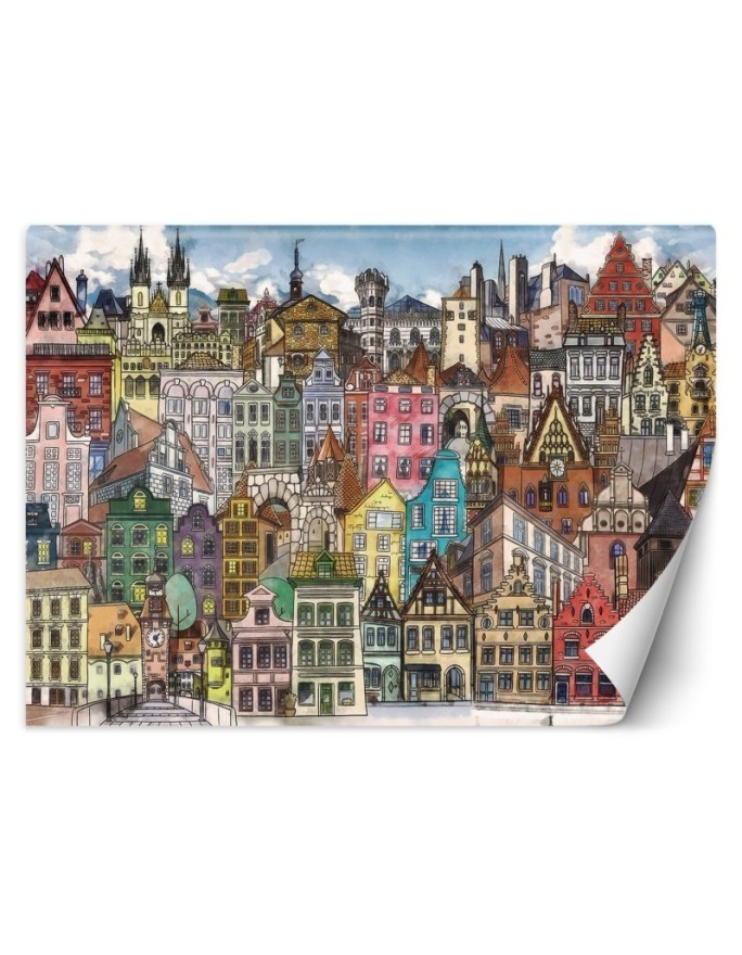 Children's Wallpaper - Colourful city | FEEBY