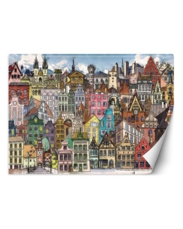 Children's Wallpaper - Colourful city | FEEBY