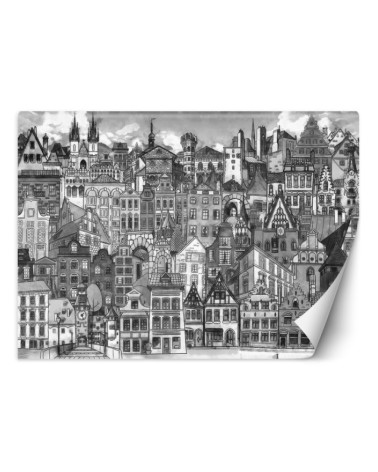 Children's Wallpaper - Black and white city | FEEBY