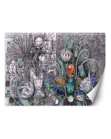 Wallpapers for the living room - Egyptian hieroglyphs and scarab | FEEBY