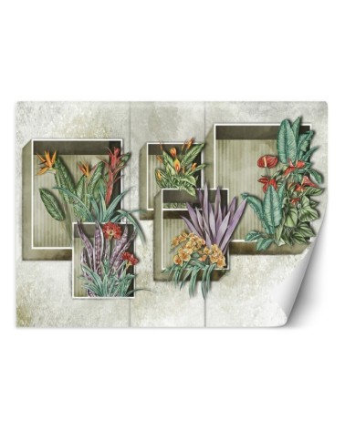 Stylish Wallpaper - Square abstract with flowers | FEEBY