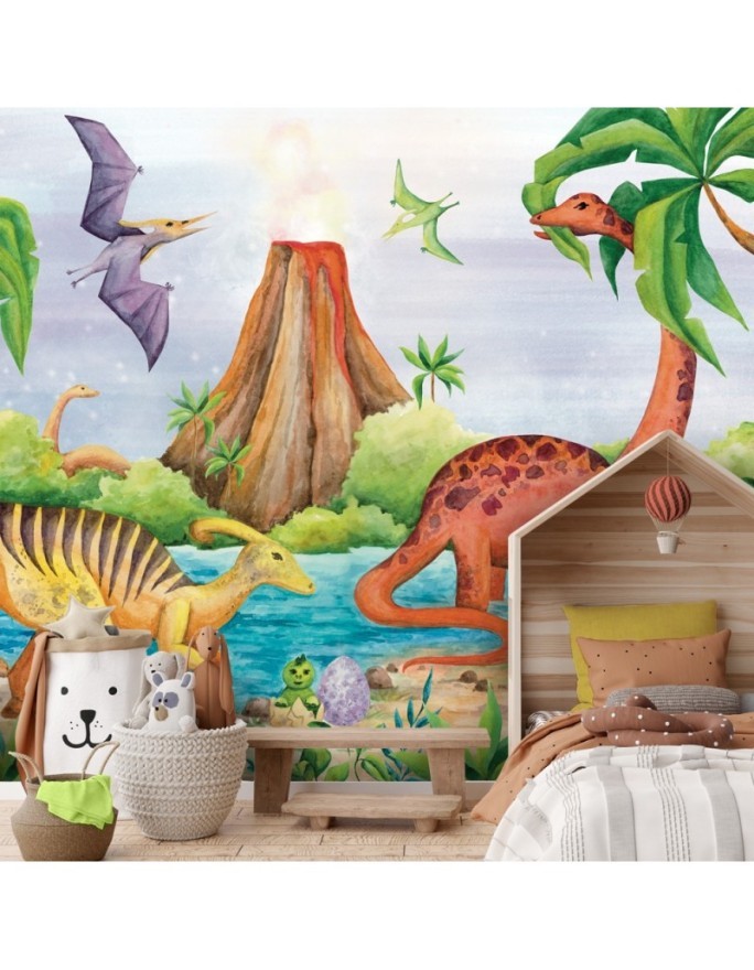 Fototapeta dla dzieci - Dinozaury nad jeziorem | FEEBY