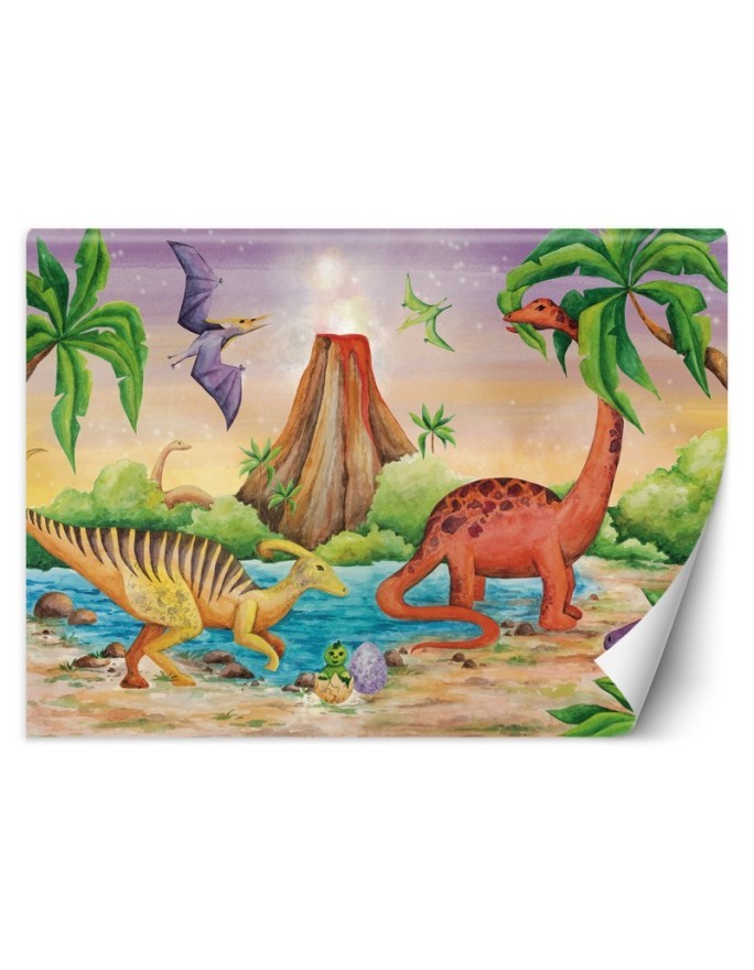 Fototapeta do pokoju dziecięcego - Dinozaury nad jeziorem | FEEBY