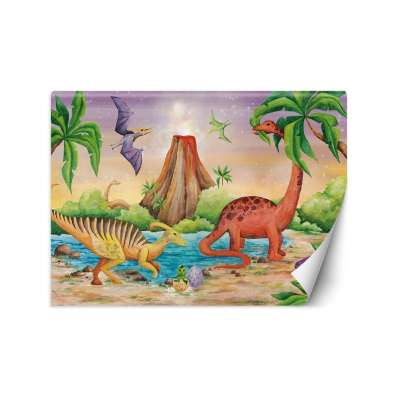Fototapeta do pokoju dziecięcego - Dinozaury nad jeziorem | FEEBY