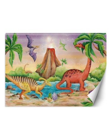 Fototapeta do pokoju dziecięcego - Dinozaury nad jeziorem | FEEBY