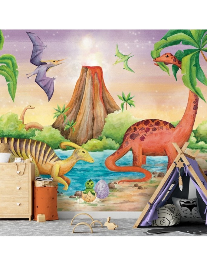 Fototapeta do pokoju dziecięcego - Dinozaury nad jeziorem | FEEBY
