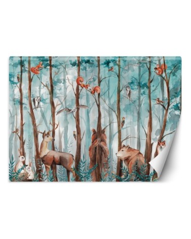 Children's wall mural - Forest animals deer bear fox | FEEBY
