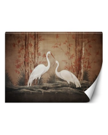 Photo wallpaper for living room - Cranes Birds Oriental | FEEBY