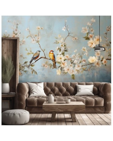 Wall photo wall mural - Birds on a branch Chinoiserie | FEEBY